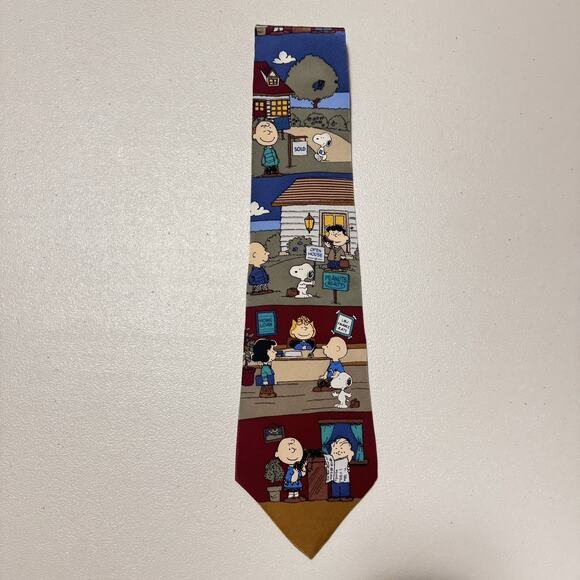 Peanuts "Mortgage Sweet Mortgage" Tie Silk Snoopy Charlie Brown Realtor Vintage - Picture 14 of 14